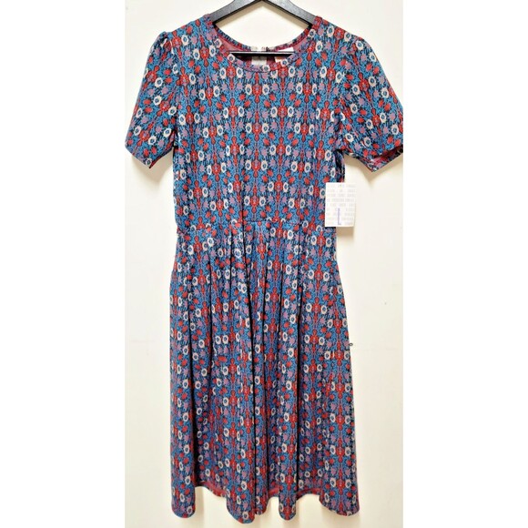 LuLaRoe Dresses & Skirts - LuLaRoe Amelia Dress Blue Multicolor Large with Pockets